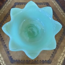 Fenton Jade 8” Bowl Lotus Flower Green Elegant Glass Vintage Jadelite - £46.54 GBP
