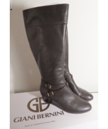 Giani Bernini Kalie Brown Leather Knee High Wedge Boots Womens Size 9 Wide Calf - $39.55