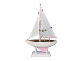 [Pack Of 2] Wooden Pink Pacific Sailer Model Sailboat Decoration 9&quot;&quot; - £46.69 GBP