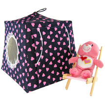 Navy Blue Toy Tent, 2 Sleeping Bags, Heart Print for Dolls, Stuffed Animals - £20.00 GBP