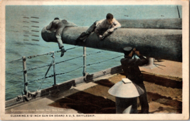Vtg Postcard Cleaning a 12 Inch Gun on Board a US Navy Battleship, PM 1918 - £8.16 GBP