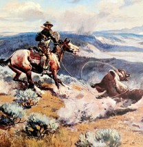 Loops Swift Horses Surer Than Lead Grizzly 1978 Old West Print Russell LGAD99 - £39.32 GBP
