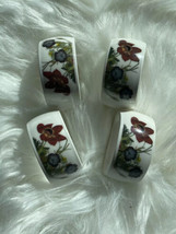White Floral Napkin Holder Rings Linen Cloth Paper Handkerchief Serviette - £13.37 GBP