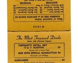Toffenetti Restaurant Drinks and Wine Tent Card Menu New York 1950&#39;s  - £22.13 GBP