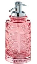 Pioneer Woman ~ Embossed Vintage Style Glass ~ AMELIA ~ CORAL ~ Soap Dispenser - £26.16 GBP