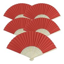 5pcs Red Paper Fans Lot of 5 Five Folding Hand Fan Pocket Purse Wedding ... - €6,81 EUR