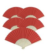 5pcs Red Paper Fans Lot of 5 Five Folding Hand Fan Pocket Purse Wedding ... - $144.67 MXN