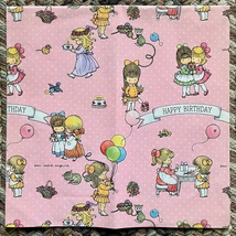 Vintage 80s Hallmark Joan Walsh Anglund Happy Birthday Gift Wrap 1 Full Sheet - £3.92 GBP