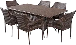 Christopher Knight Home Sinclair Outdoor Wicker Dining Set, 7-Pcs Set, M... - $1,357.99