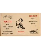 Vintage CB Ham radio Card KQK 1274 Richmond Virginia  - $4.94
