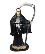 Large 2 Feet Tall Holy Death Santa Muerte Holding Scythe In Black Robe S... - $197.17 CAD
