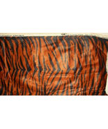 1.61 Yds Vintage 5th Aveue Umber Brown Black Tiger Stripe Print Polished... - £11.70 GBP