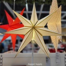 Ikea STRALA Star pendant lamp shade White/Gold Trim 28&quot; 205.633.67  New - £17.00 GBP