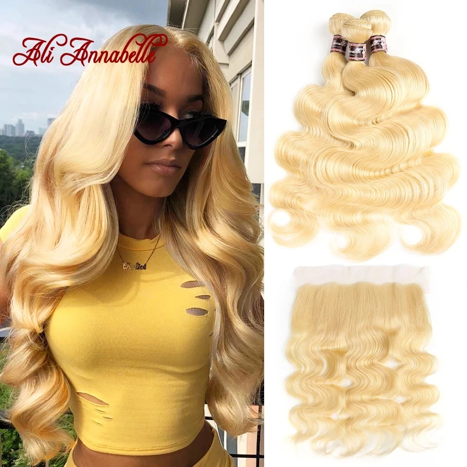 613 Bundles With Frontal Brazilian Body Wave Human Hair With Frontal Clo... - £332.73 GBP+