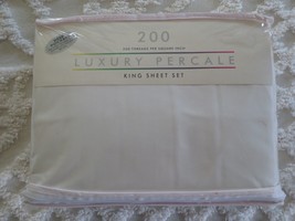Nip 4-Pc. White Luxury Percale King Sheet Set - Fits Extra Deep Mattress - £30.71 GBP