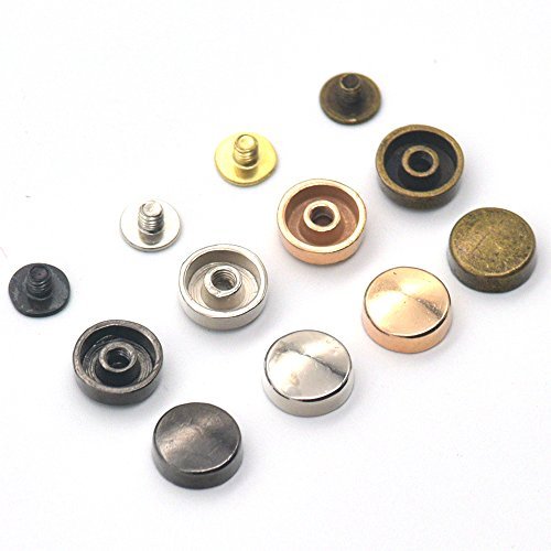 Bluemoona 20 sets - 10mm 3/8" Alloy Flat Round Head Rivet Button Studs Screw Bag