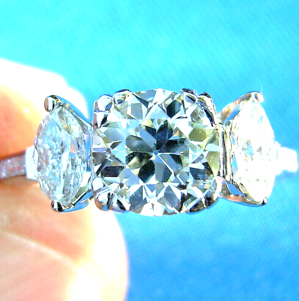 Earth mined Diamond Engagement Ring 2 carat Vintage Deco Platinum Solitaire 7.5 Item image 5