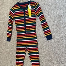 Old Navy Snug-Fit Printed Henley Pajama One-Piece Multicolored Stripe Kids Large - $24.99