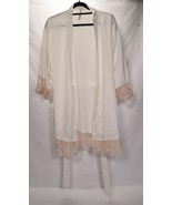 Flora Nikrooz Womens Laced Robe Sleepwear Lounge Wrap S White - $61.12 CAD