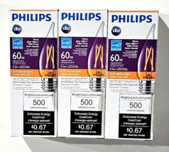 3 Pack Phillips LED 60w Replacement 5.5w E26 Standard Base Soft White Light - £20.45 GBP