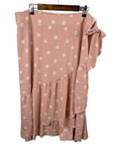 Lauren Conrad Midi Wrap Skirt 2XL New Pink Daisy Floral Print Blushing B... - $34.24