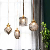 Japanese Vintage Brass Glass Chandelier - £246.50 GBP+