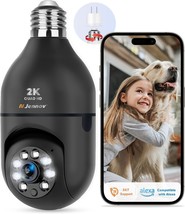 2K Light Bulb Security Camera Wireless Outdoor 360 Cameras for Home Security Out - £41.59 GBP