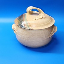 Handmade Fired &amp; Glazed Stoneware Pottery Bowl With Matching Lid - Signed &quot;CSA&quot; - $32.65