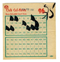 1960 Club Cal Neva Keno Ticket Reno Nevada $25,000 Limit - $34.61
