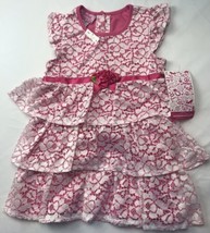 Ypung Hearts Dress Sz 6x Dress Pink Lace White Ruffle Party Layered Lined - £10.86 GBP