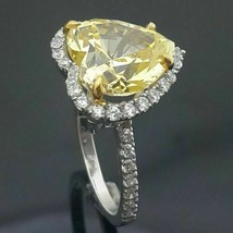 Yellow Heart Shaped Simulated Halo Diamond Ring 14k White Gold Plated - £79.01 GBP