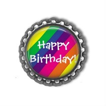Rainbow HAPPY BIRTHDAY Finished 3D Bottle Cap for Scrapbook | Bow Center - $73.47 MXN
