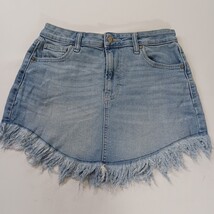 Celebrity Pink RN#133647 Juniors Women's 7/28 Blue Cotton Frayed Denim Skirt  image 11