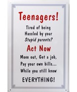 Teenagers Move Out Get a Job Humor Metal Sign - £11.76 GBP