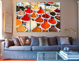Indian Spices Canvas Print Indian Food Wall Art Restaurant Decor Asian Herbs Kit - £39.16 GBP