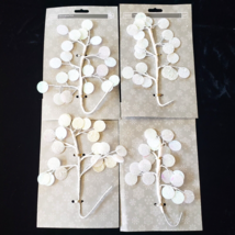 4 Frosted Glittered Faux Tree Decorative Picks 7&quot; Long New on Cards - £3.86 GBP
