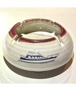 Vintage Ceramic Ashtray Off White w/ Mauve Rim Yacht Boat Nautical Decor - $14.99