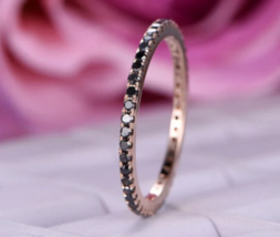 Natural Black Onyx Full Eternity Band, 14K Rose Gold Plated Handmade Jewelry - £61.67 GBP