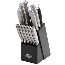 Oster Edgefield 14 Piece Stainless Steel Cutlery Knife Set with Black Kn... - £75.35 GBP