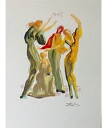 Salvador Dali La Danse Plate Signed Offset Lithograph Friends Dancing Art - £77.19 GBP