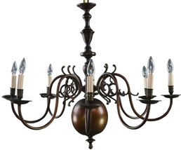 Chandelier Vintage Flemish 8-Arm 8-Light Copper Metal Vase and Ball Design - £669.11 GBP