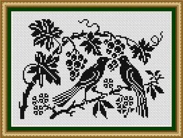 Monochrome Birds, Flowers, Trees Motifs Sampler 1 Cross Stitch Pattern PDF  - $3.00