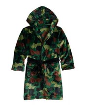 Cuddl Duds Robe Fleece Camouflage Hooded Green Bath Winter Boys-size 12/14 - $22.77