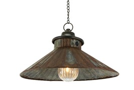 Hanging Light with chain in distressed metal - Battery Operated - £63.26 GBP