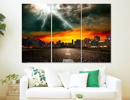 Night Highway Skyline Canvas Print Abstract Road Poster Abstract Travel Wall Art - £39.16 GBP