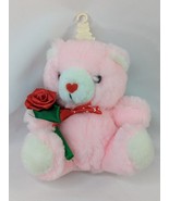 Fairview Pink Bear Plush 7 Inch Red Rose Stuffed Animal Toy - $12.95