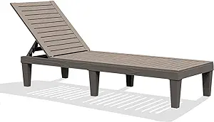 Outdoor Chaise Lounge Chair For Pool, Patio Bench Waterproof Sunbed,Grey - $203.99