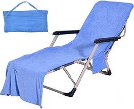 Vocool Double Layer Chaise Lounge Pool Chair Cover Beach Towel, Royal Blue - £25.98 GBP