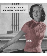 1940s Fancy Yoke Sweater Blouse with Roll Collar- Knit pattern (PDF 6349) - £2.95 GBP