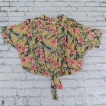 American Eagle Shirt Womens XL Yellow Floral Knotted Button Up Crop Top Hawaiian - £14.45 GBP